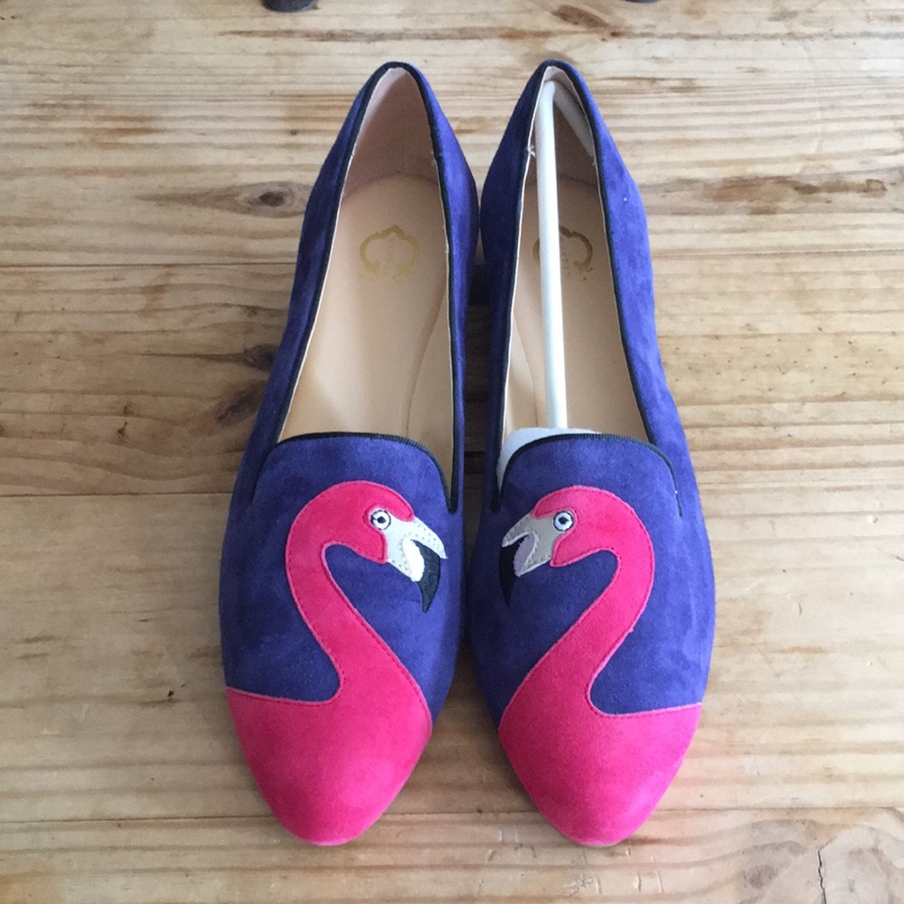 C. Wonder Flamingo Embroidered Suede Loafers NWOT